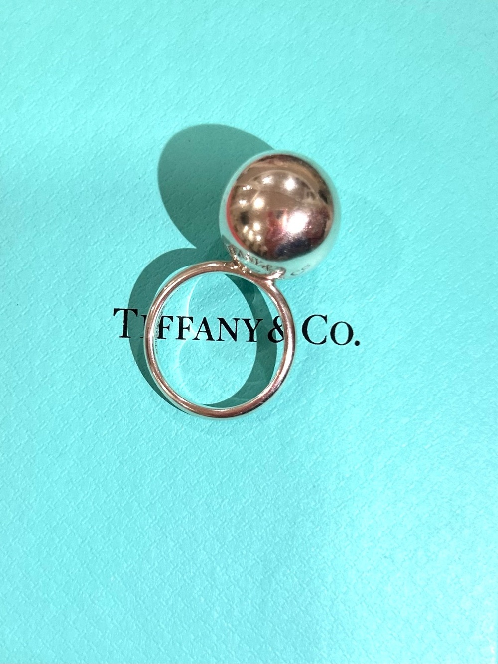 Authentic Tiffany & Co. Silver Hardwear Large Ball Ring size 6.75
